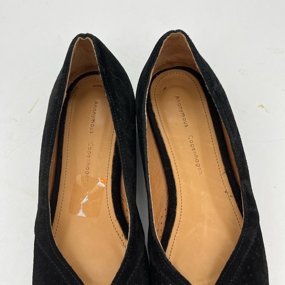 Anonymous Copenhagen Women’s Tiffy Black Genuine Suede Peep Toe Flats - Picture 5 of 12